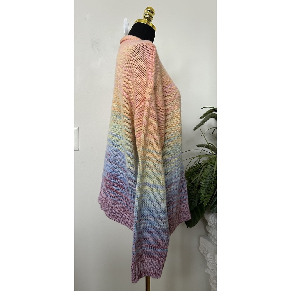Aqua Pastel Rainbow Ombre Soft Knit Cardigan M Y2K Fairycore Coquette Colorful - Picture 5 of 7